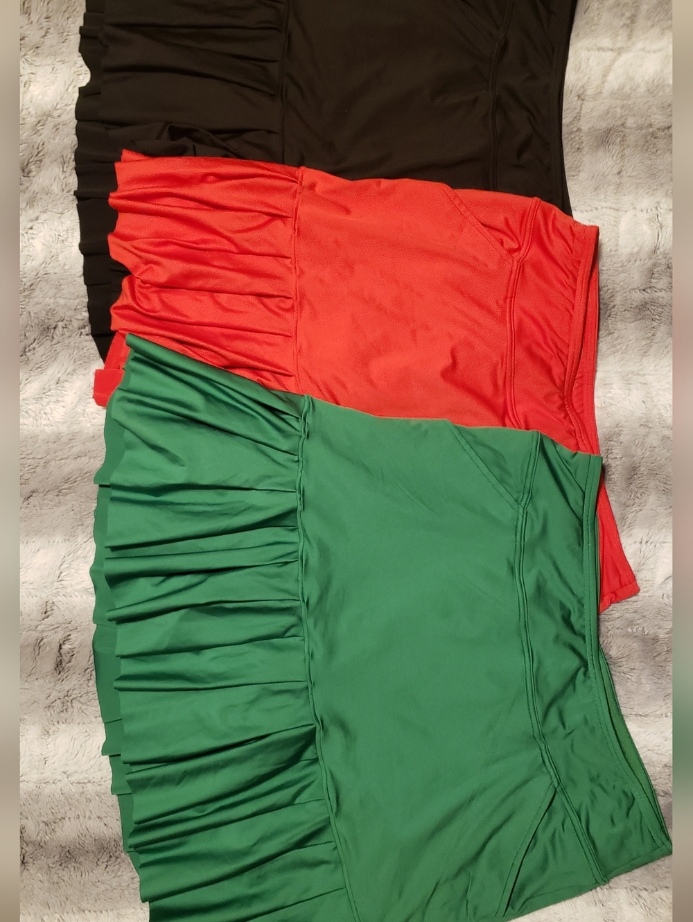 3 Pack Comfy Moteepi Pleated Sporty Skorts in Black, Red, Green